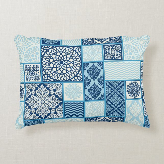 seamless background, patchwork tiles.  decorative cushion (Front)