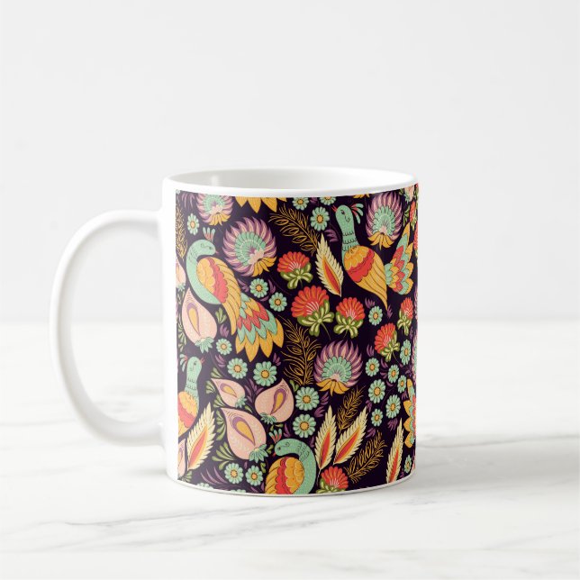 Seamless background pattern in traditional folk fl coffee mug (Left)