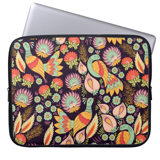 Seamless background pattern in traditional folk fl laptop sleeve (Front)