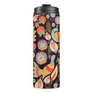 Seamless background pattern in traditional folk fl thermal tumbler