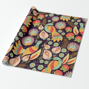 Seamless background pattern in traditional folk fl wrapping paper