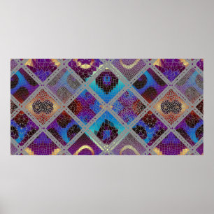 Seamless background pattern. Mosaic art pattern ba Poster