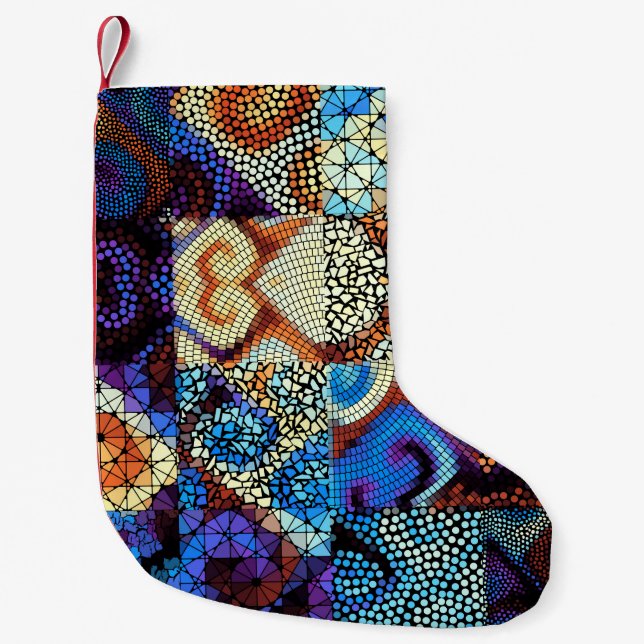 Seamless background pattern. Mosaic art pattern ba Small Christmas Stocking (Front)