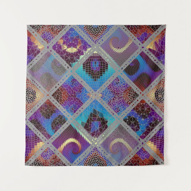 Seamless background pattern. Mosaic art pattern ba Tapestry (Front)