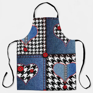 Seamless background pattern. Patchwork of denim fa Apron