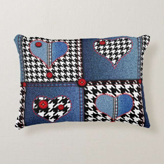 Seamless background pattern. Patchwork of denim fa Decorative Cushion (Front)