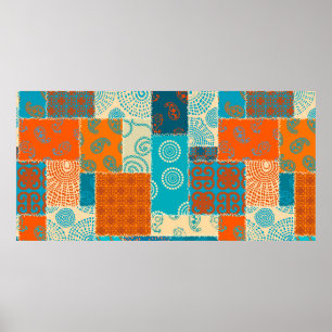 Seamless background pattern. Patchwork pattern in  Poster