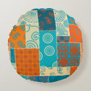 Seamless background pattern. Patchwork pattern in  Round Cushion