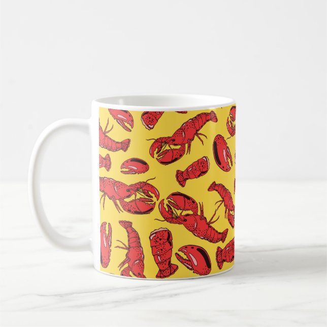 Seamless background with a pattern of hand drawn f coffee mug (Left)