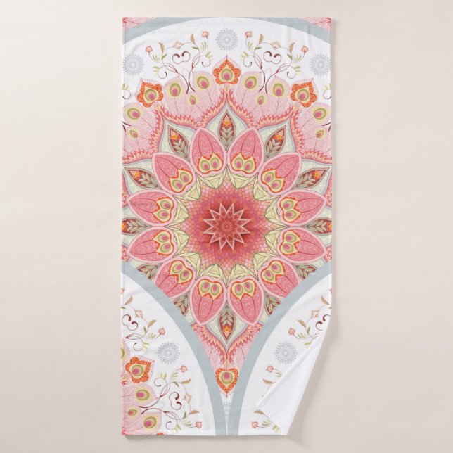 Seamless background with a round ornament. Orienta Bath Towel (Bath Towel)