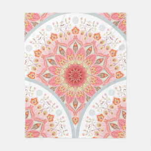 Seamless background with a round ornament. Orienta Fleece Blanket