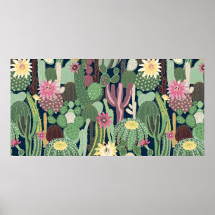 seamless background with cactus poster