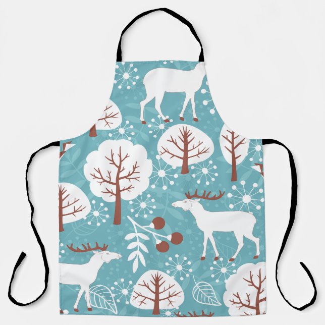 Seamless background with deer for winter and chris apron (Front)