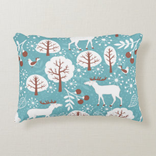 Seamless background with deer for winter and chris decorative cushion