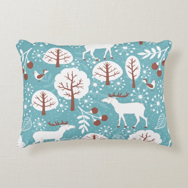 Seamless background with deer for winter and chris decorative cushion (Front)