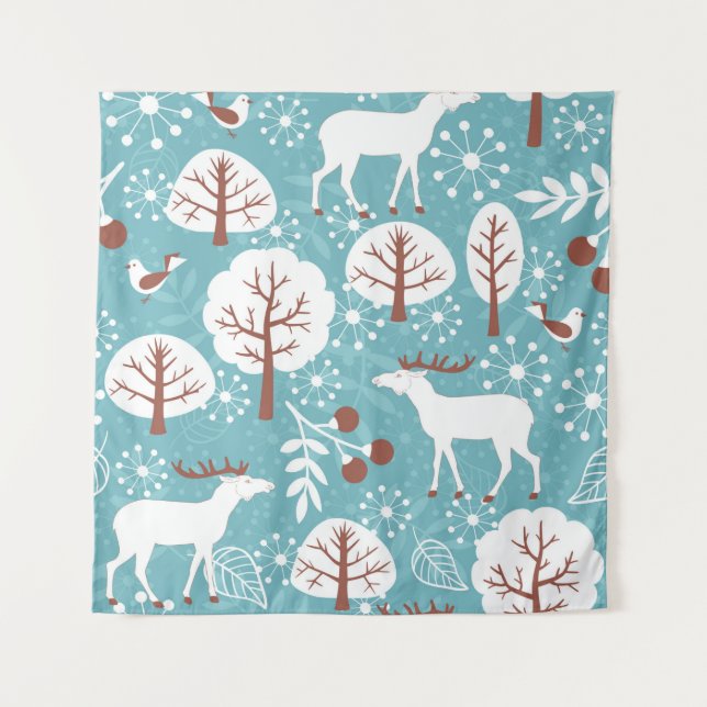 Seamless background with deer for winter and chris tapestry (Front)