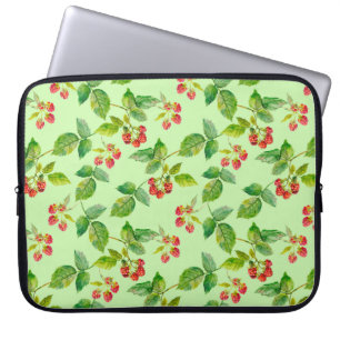 Seamless background with healthy berry - raspberry laptop sleeve