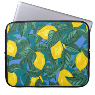 Seamless background with lemons and leaves. Citrus Laptop Sleeve