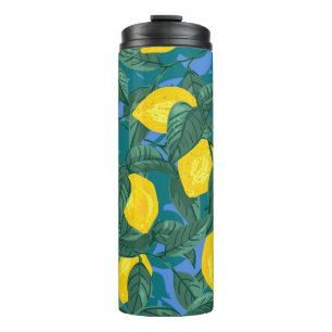 Seamless background with lemons and leaves. Citrus Thermal Tumbler