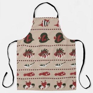 Seamless background with marine life - crab and di apron