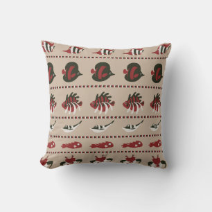 Seamless background with marine life - crab and di cushion