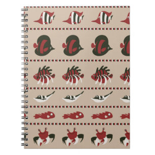 Seamless background with marine life - crab and di notebook