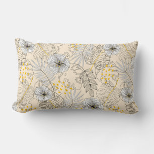Seamless background with plants,leaves and flowers lumbar cushion