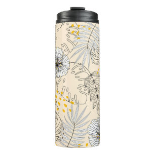 Seamless background with plants,leaves and flowers thermal tumbler
