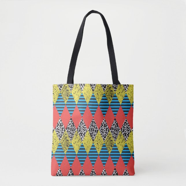 Seamless background with rhombus tote bag (Front)