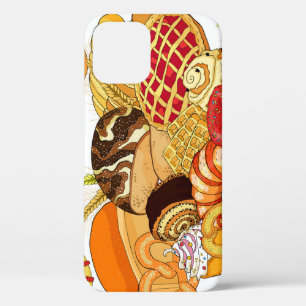 Seamless bakery products, vintage style. iPhone 12 case