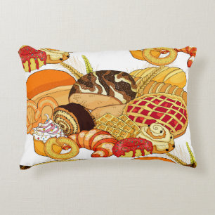Seamless bakery products, vintage style. decorative cushion