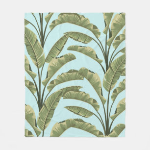 Seamless banana leaves. Vintage tropical pattern b Fleece Blanket