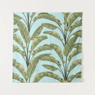 Seamless banana leaves. Vintage tropical pattern b Tapestry