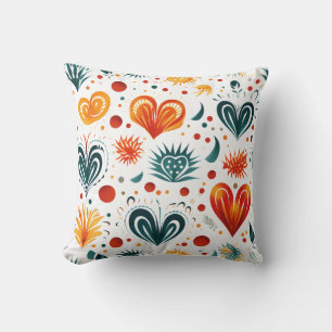 Seamless Batik Pattern Heart Cushion