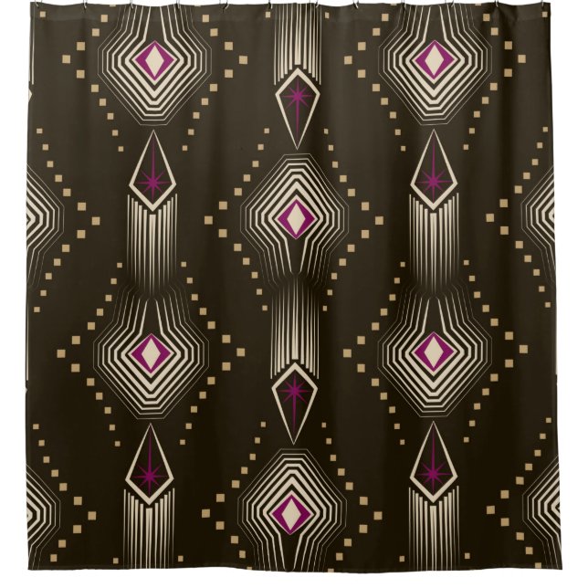 Seamless beautiful antique art deco pattern orname shower curtain (Front)