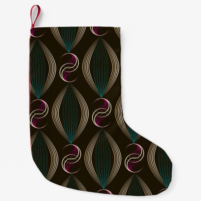 Seamless beautiful art deco pattern ornament. Geom Small Christmas Stocking (Front)