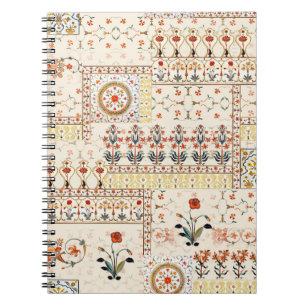 Seamless beautiful mughal floral with ethnic paisl notebook