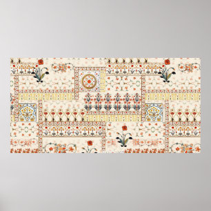 Seamless beautiful mughal floral with ethnic paisl poster