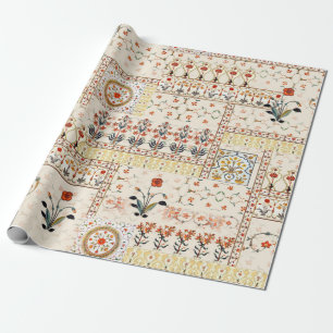 Seamless beautiful mughal floral with ethnic paisl wrapping paper