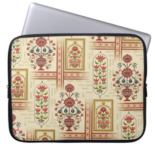 Seamless beautiful mughal flower motif with patter laptop sleeve