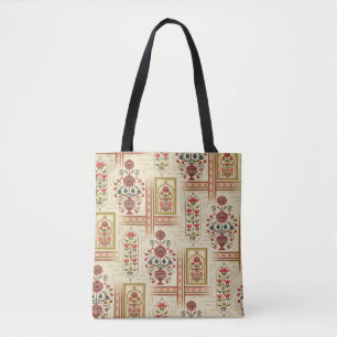 Seamless beautiful mughal flower motif with patter tote bag