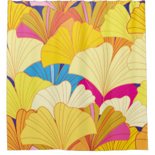 Seamless beautiful Vintage pattern of yellow gingk Shower Curtain