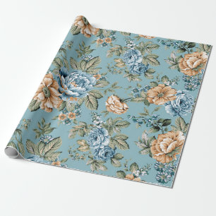 Seamless beautiful watercolor botanical flower wit wrapping paper