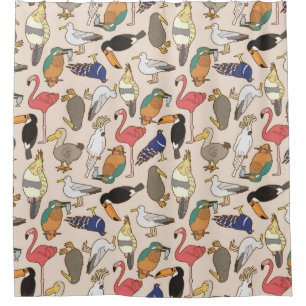 seamless bird pattern shower curtain