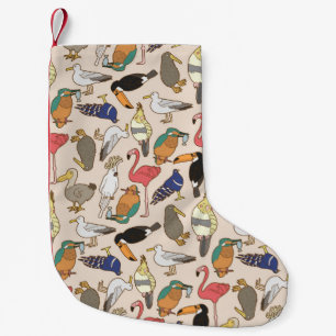 seamless bird pattern small christmas stocking