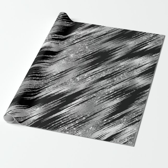 Seamless Black and Silver Basic Patten-16 Wrapping Paper (Unrolled)