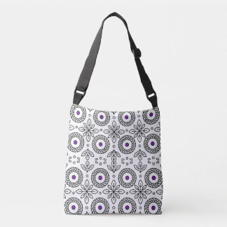 Seamless Black and White Line Art Pattern Crossbody Bag