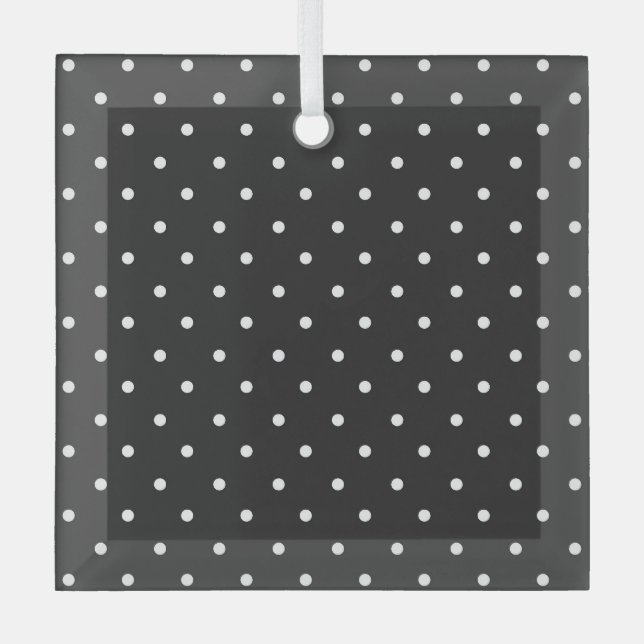 Seamless black and white polka dot pattern  glass tree decoration (Front)