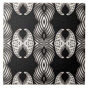 Seamless Black and White Repeating Pattern #10 Ceramic Tile