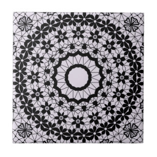 Seamless black lace lacy retro ornamental romantic ceramic tile